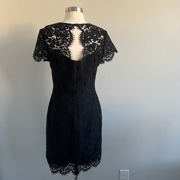 Banana Republic Lace Overlay Sheath Dress Raw Scallop Hem Black 4 NWT - Picture 8 of 11
